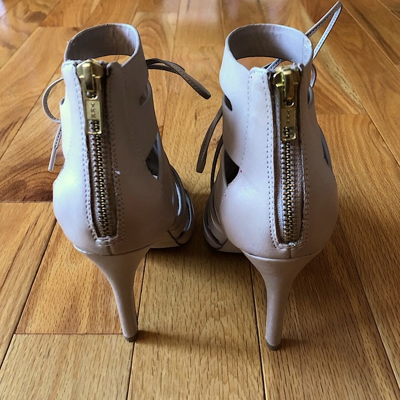 NWOT Aldo Nude Leather Tie Up Cage Heels - Picture 4 of 11